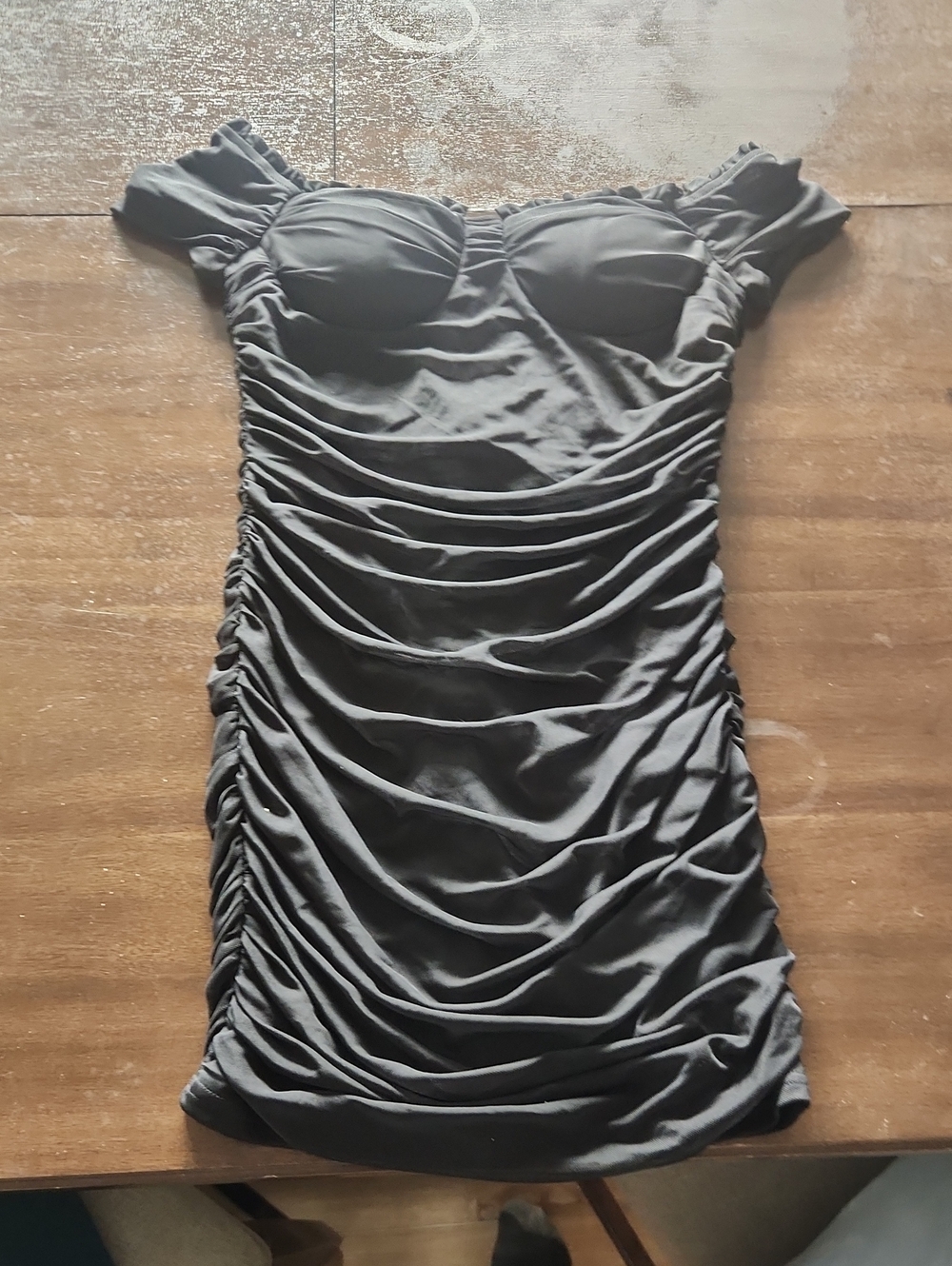 Ruched Black Off-Shoulder Bodycon Dress
